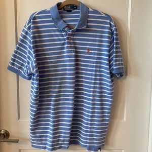 XL blue & white striped polo shirt